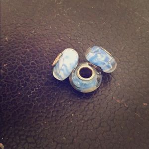 EUC 3 Chamilia Silver And Blue Charms